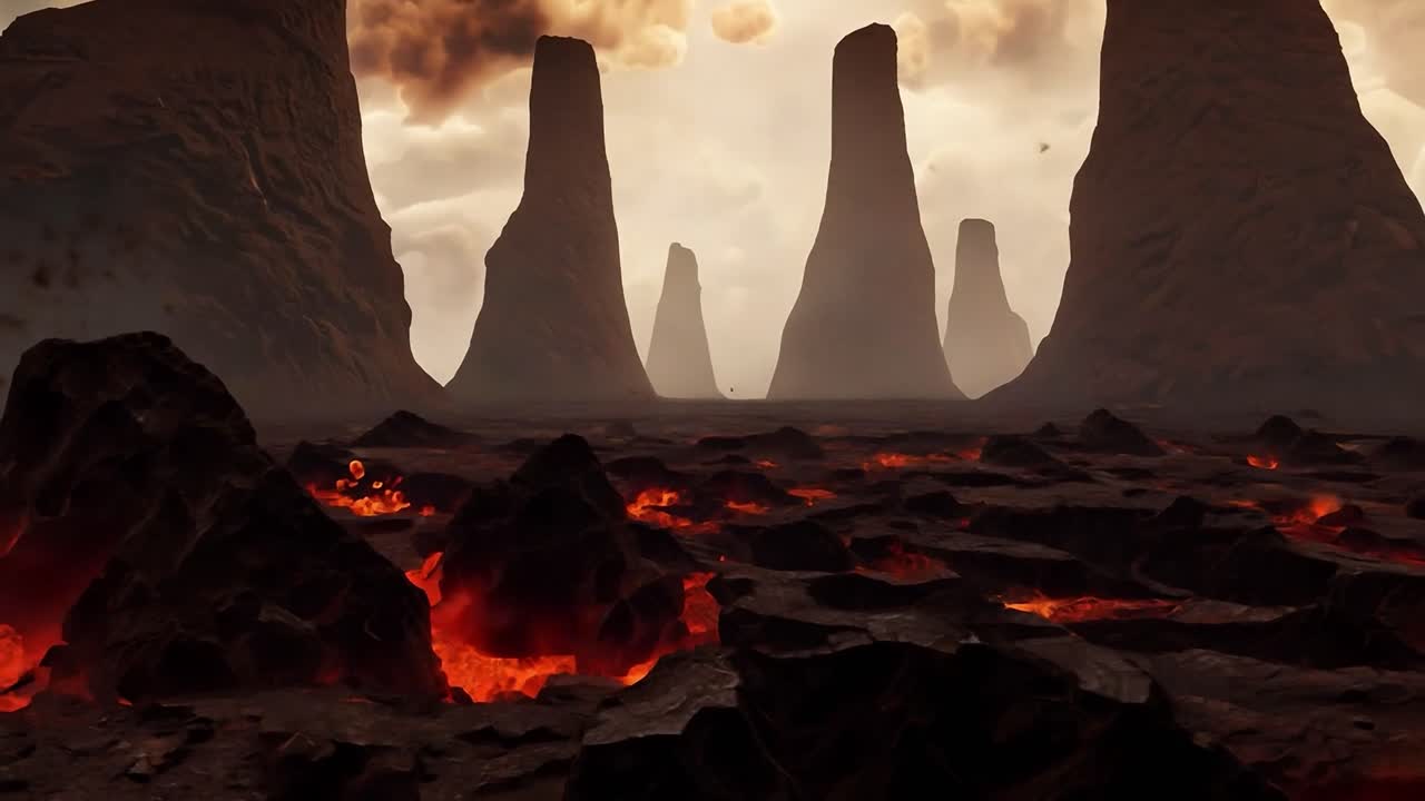 un paisaje ardiente con un cielo lleno de nubes