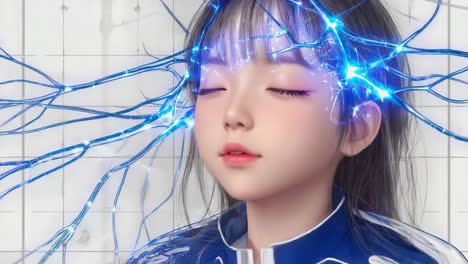 a young person with glowing neural connections