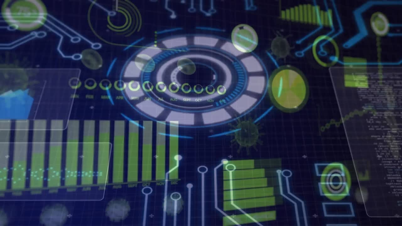 Multiple covid-19 cells and round scanner over microprocessor connections and data processing