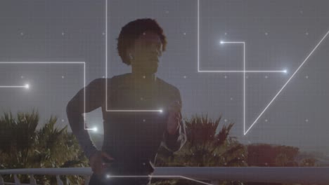 animación de senderos de luz sobre un corredor masculino biracial