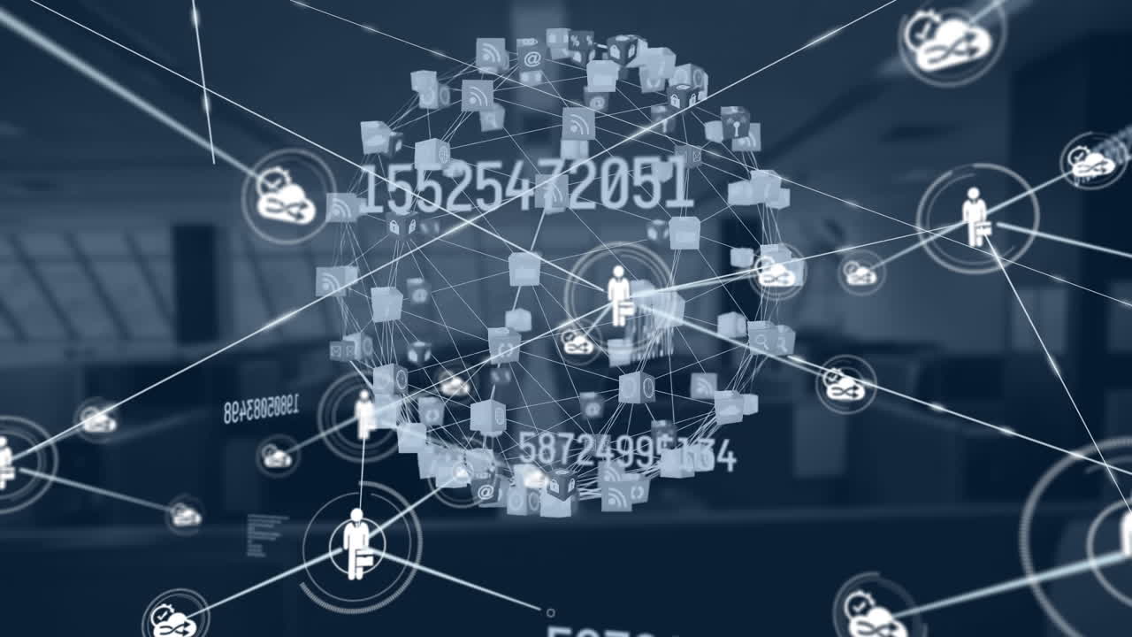 animación de la red de conexiones a través de la oficina