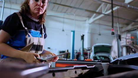 Mecánico-Usando-Luz-Para-Revisar-El-Interior-Del-Auto.