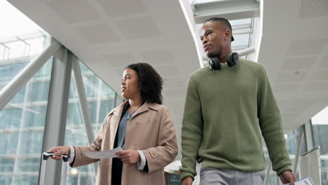 Airport,-suitcase-and-communication-with-business