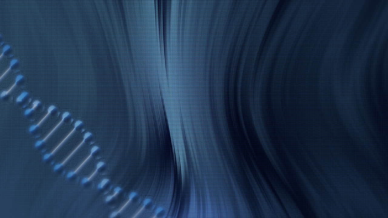 animación de la cadena de adn sobre rastros de luz de fondo