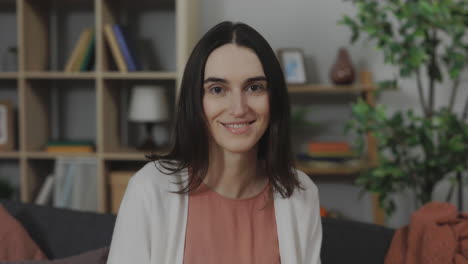 woman smiling in living room