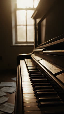 vintage piano in an abandoned room