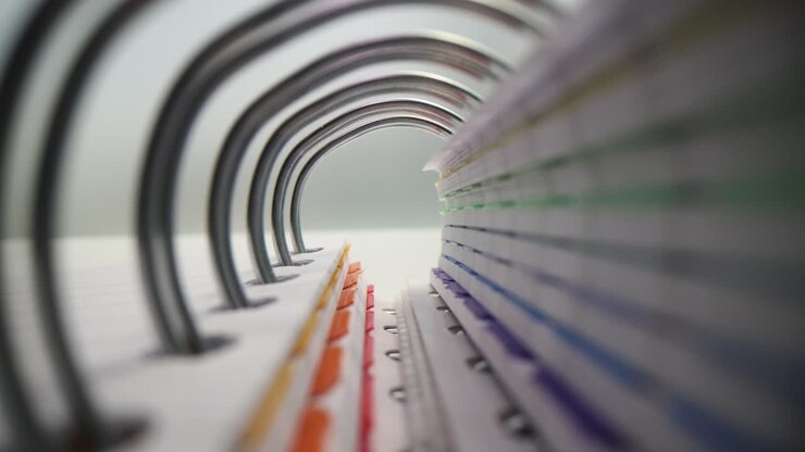 Close-up of a spiral notebook