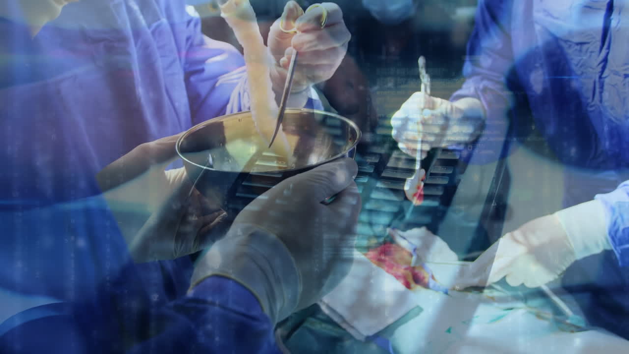 수술실에서 키보드를 사용하는 사람의 애니메이션