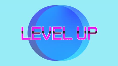 Animation-of-level-up-text-on-blue-background