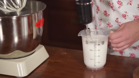 mixing ingredients for a dessert