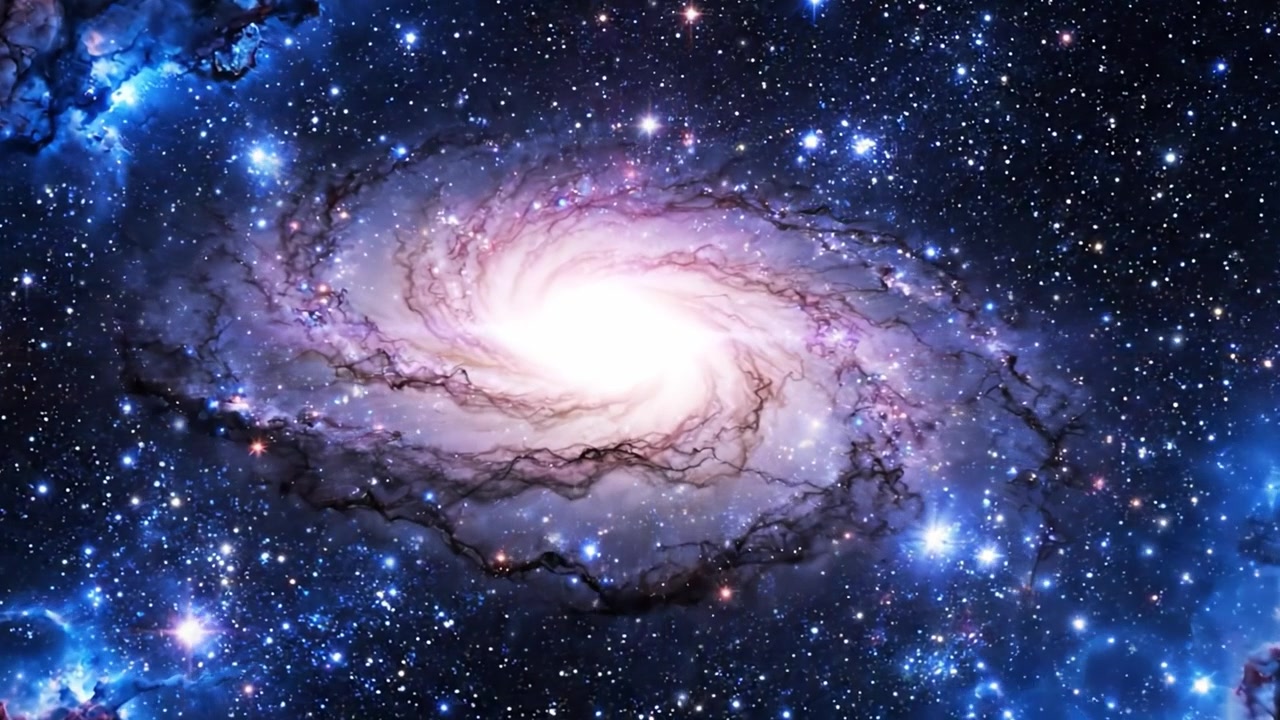 En blendende reise gjennom kosmos: Observerer storheten til en spiralgalakse midt i et hav av stjerner og kosmiske underverker