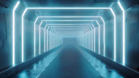 futuristic neon blue tunnel