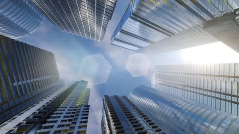 windows of skyscraper business office with blue sky