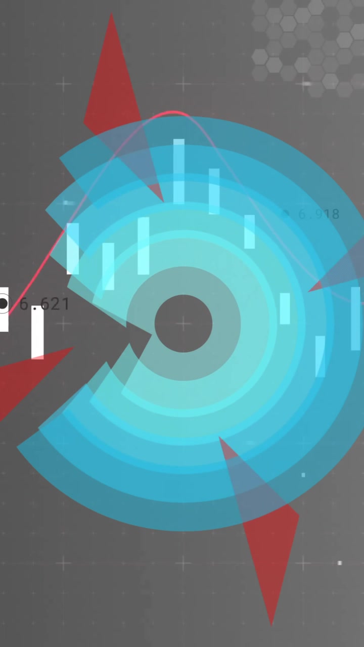 Financial data and stock market analysis animation with graphs and arrows