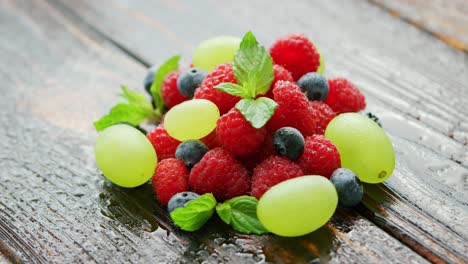 berry mix on wet table