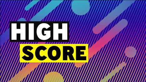 high score text over colorful geometric shapes and lines animation