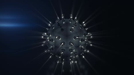 cosa redonda con bombillas de luz bucle sin costuras animación de renderizado 3d