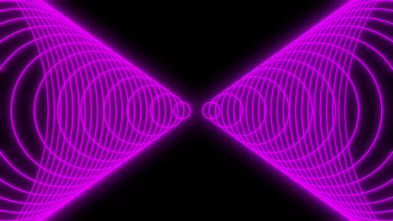 Purple Glowing rings are oriented at a precise 45-degree angle, creating a dynamic sense of depth and symmetry. Perfect for technology presentations, music visuals, or high-tech background overlays