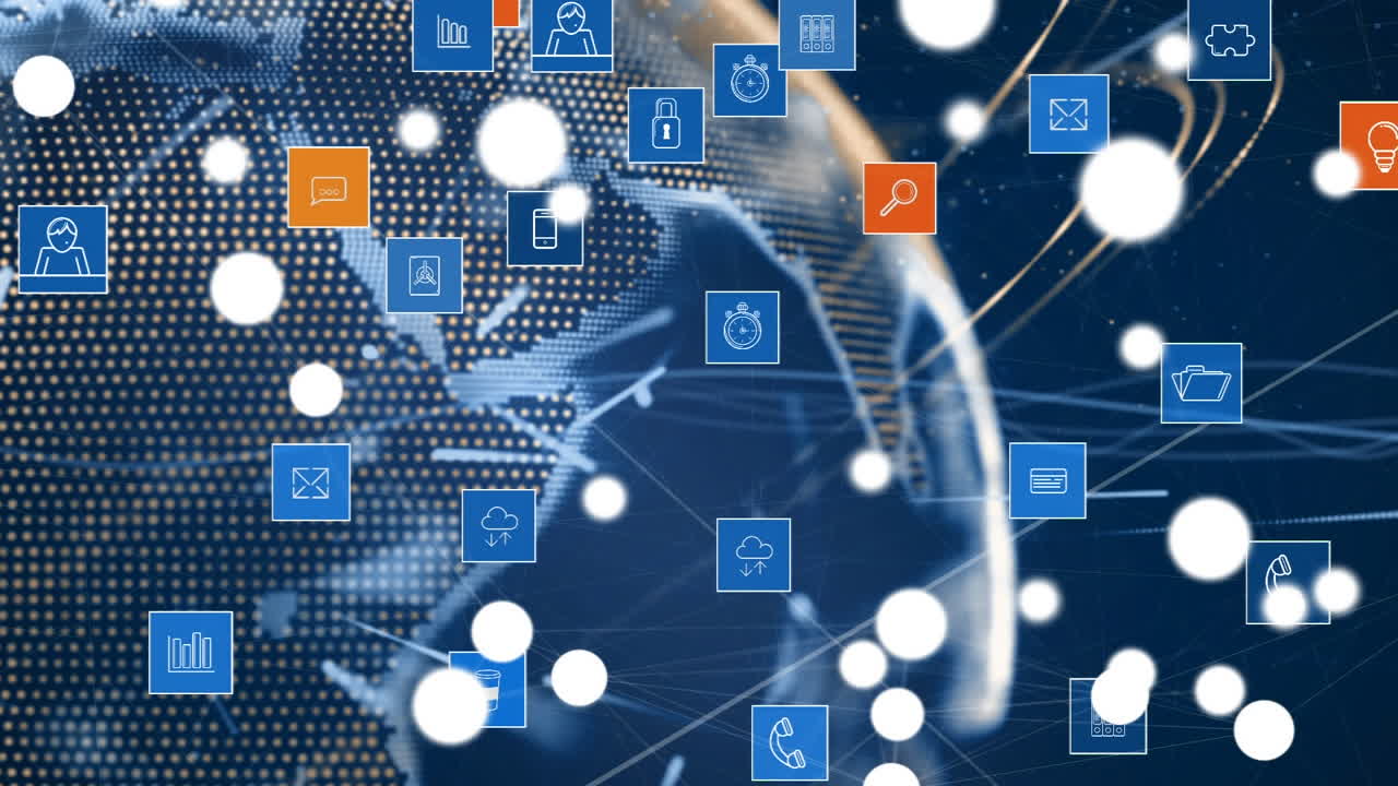 디지털 앱 아이콘과 글로브