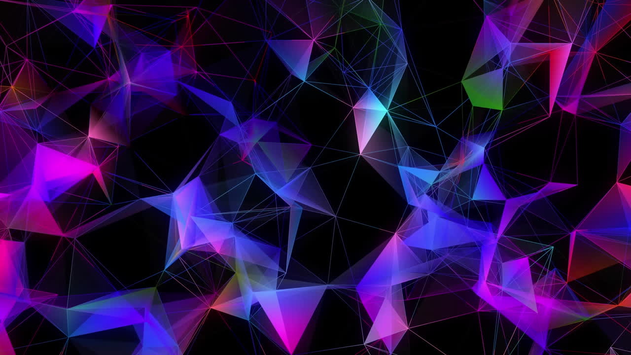 Animation of dots connected with lines forming geometric shapes over black background