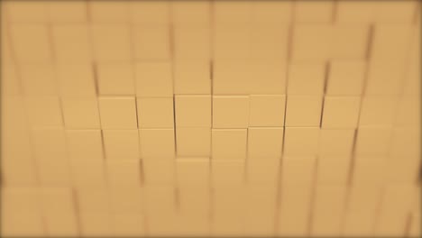 abstract background with moving iridescent neon cubic wall, with defocused frame.