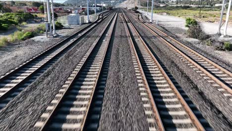 Vías-Del-Tren,-Sobrevuelo,-Sur-De-San-Francisco