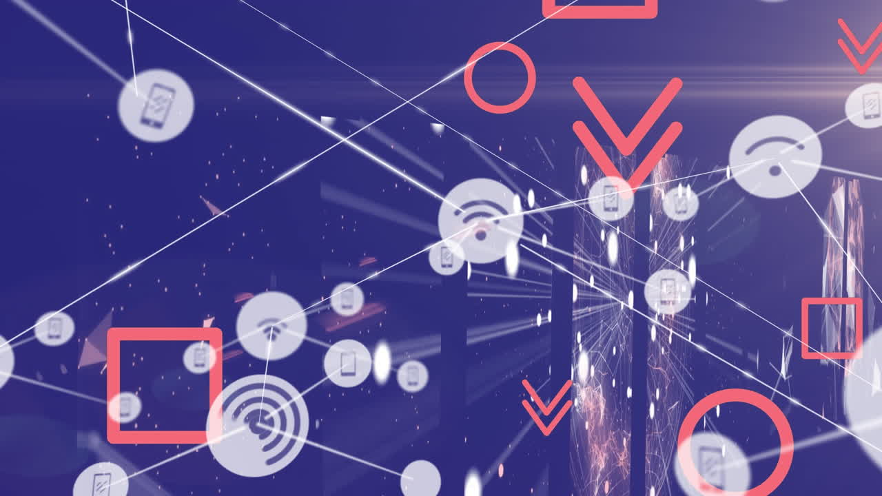 파란색 배경에 연결 네트워크의 애니메이션