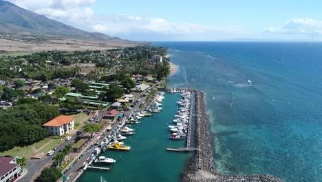 The-Historic-Aerial-Drone-View-of-Front-Street-in-Lahaina-Maui-4K