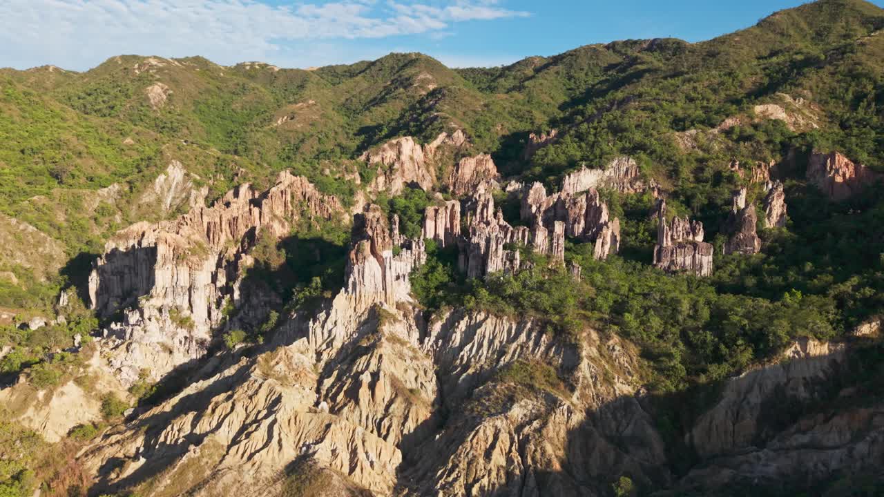 forward Stunning aerial footage showcasing the unique rock formations of los estoraques national park