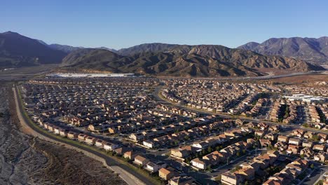 super wide aerial shot of a desert housing development