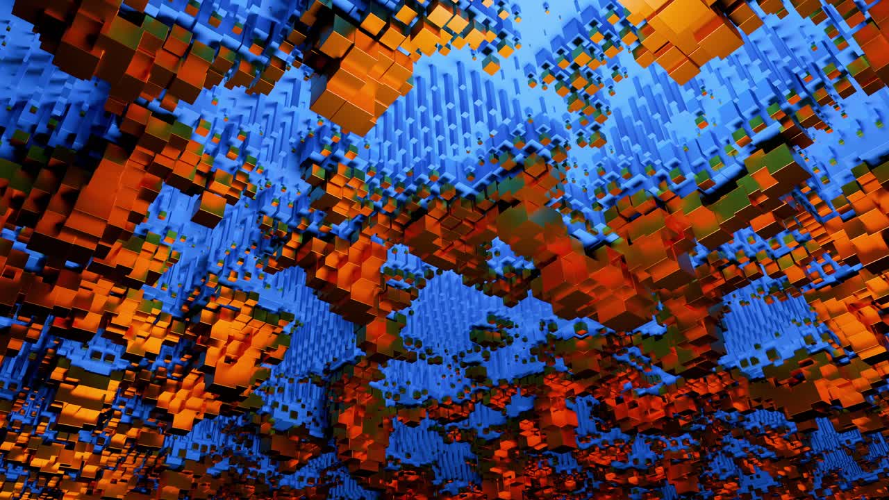 fondo 3d abstracto con cubos azules y naranjas