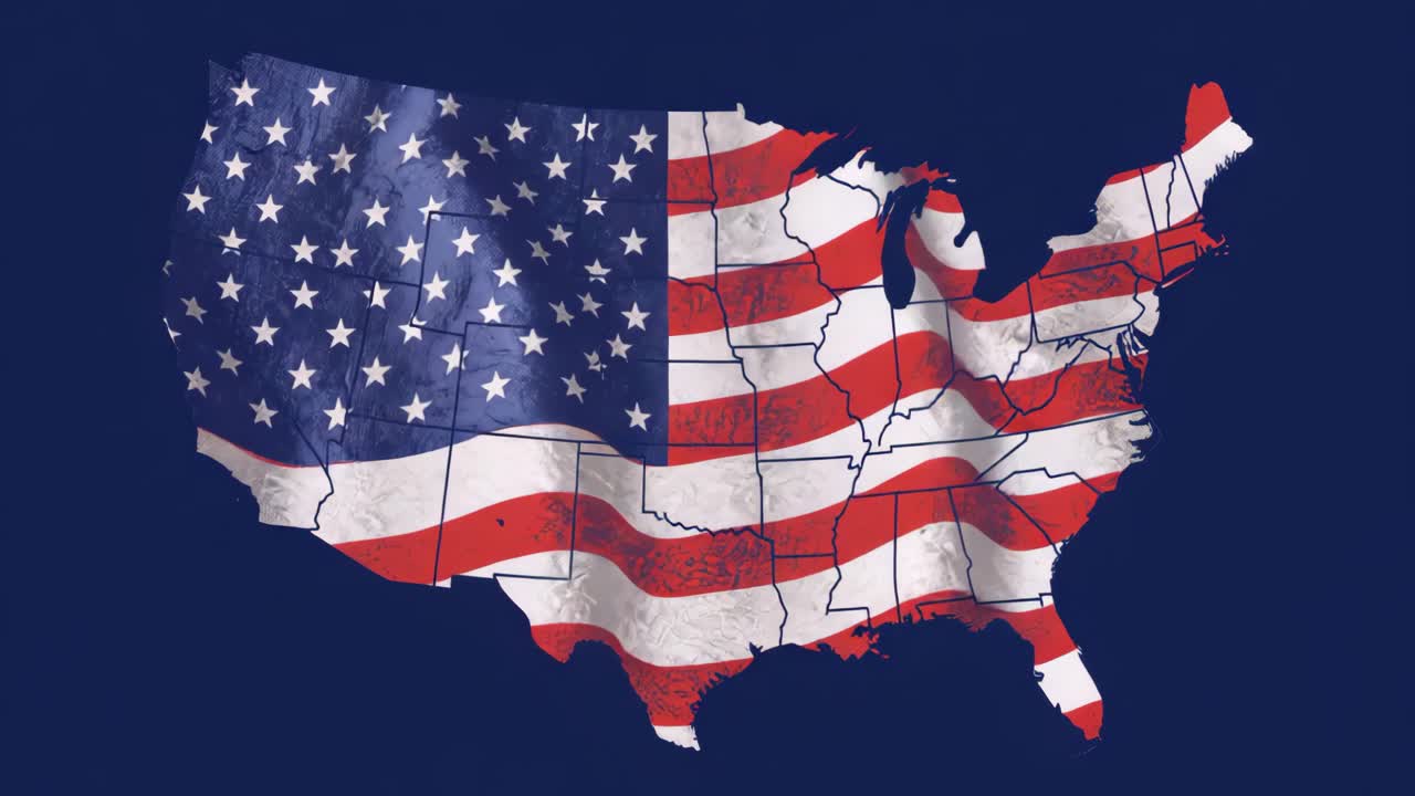 USA Kort med Amerikansk Flag Design
