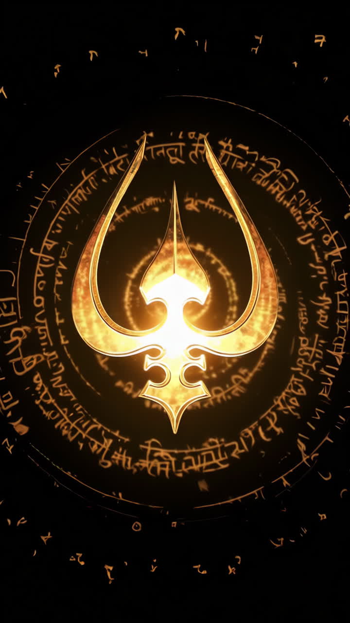 Golden Mystical Symbol with Ancient Script