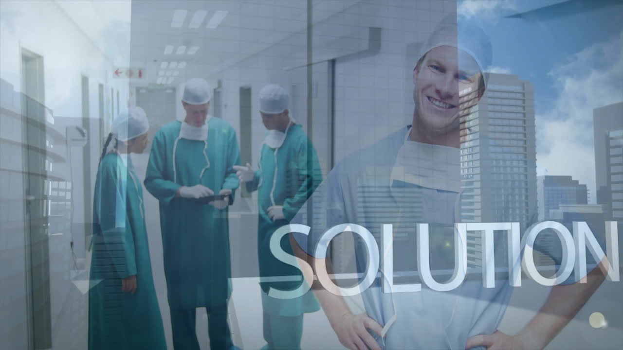 animación del procesamiento de datos sobre diversos cirujanos en el hospital