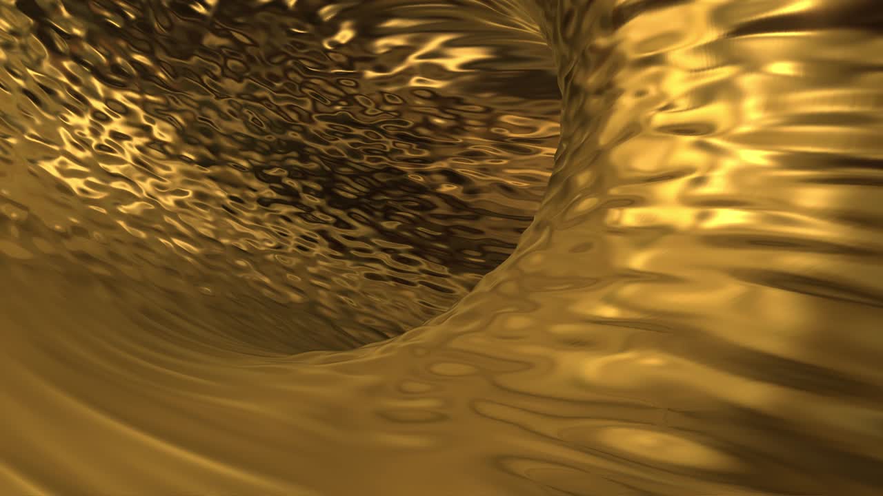 Gold liquid metallic background. Glamour satin texture 3D rendering loop 4k