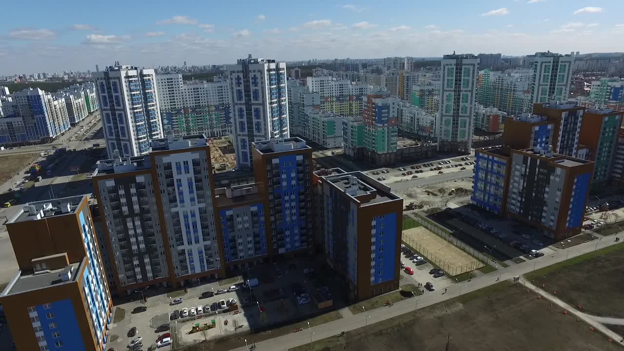 건설 중인 현대적 인 주거 단지 의 공중 사진