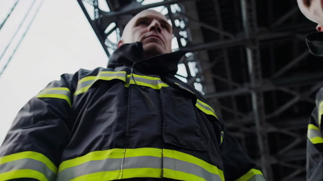 Firefighter Under a Bridge