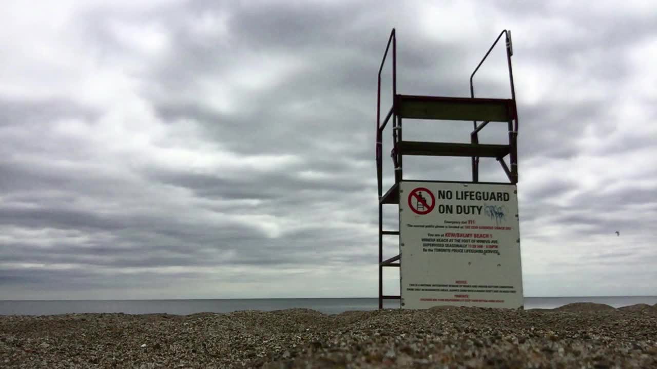 Lifeguard Chair on a Cloudy Beach