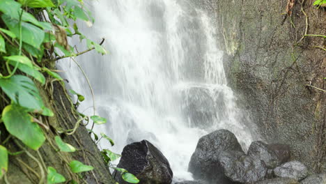 Beautiful-rocky-waterfall-in-Eden-Project-Botanical-garden-in-Bodelva,-England