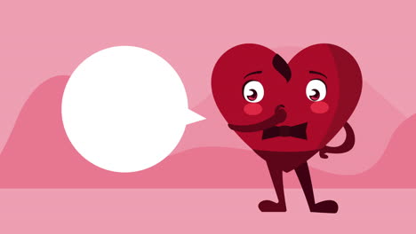 happy valentines day card with male heart character talking