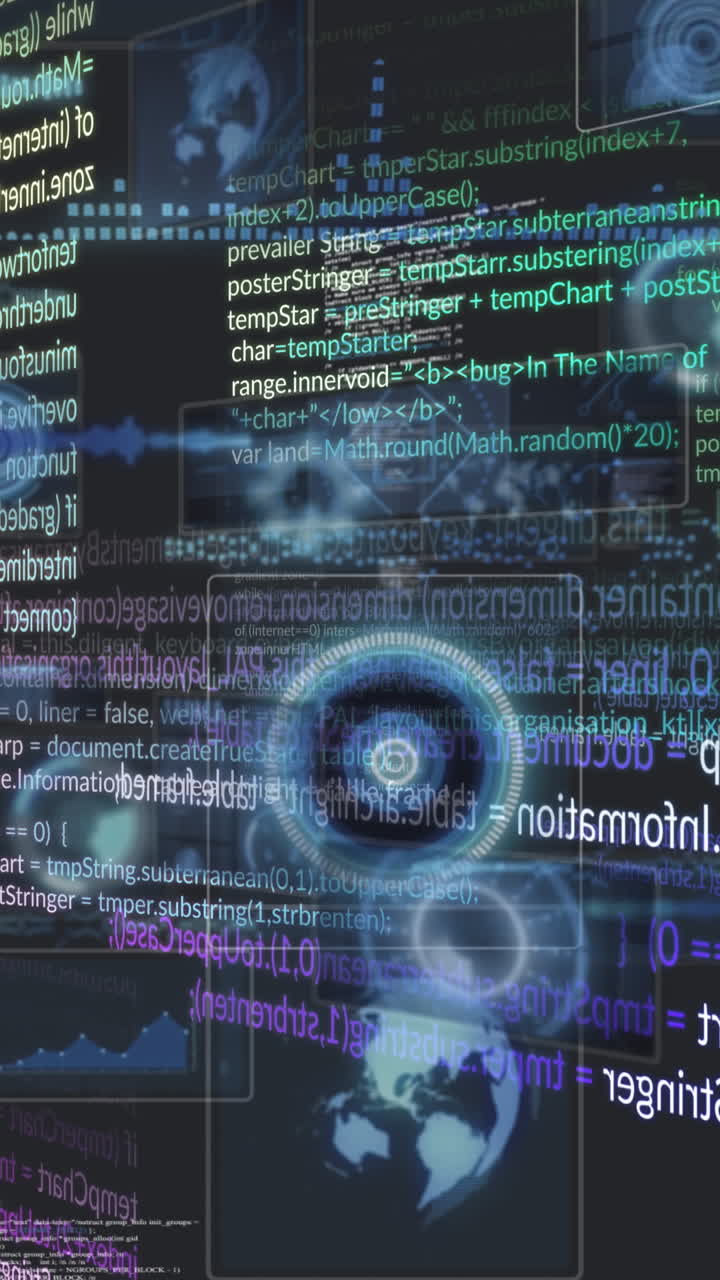 animación del procesamiento de datos sobre un fondo negro