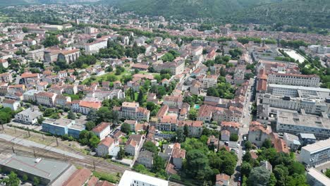 cahors town in france drone , aerial , view from air