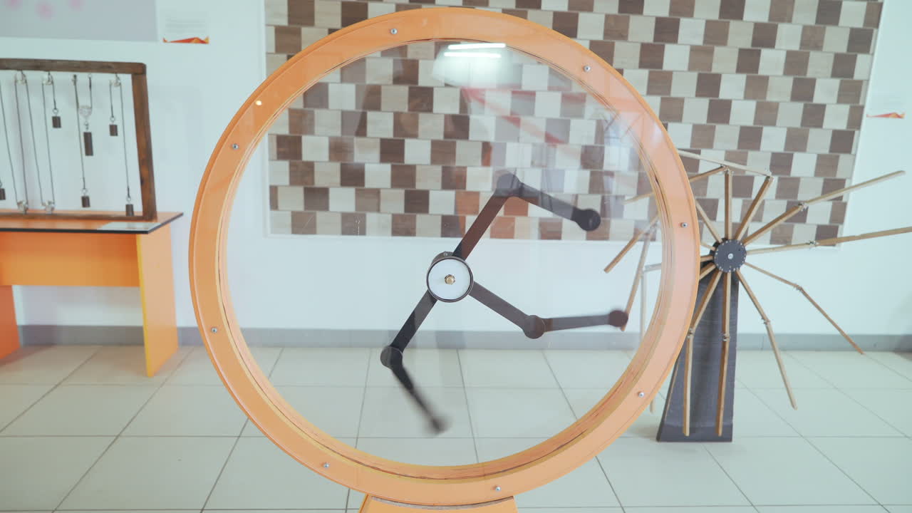 Perpetual motion machine. Museum exhibit. Concept of physics