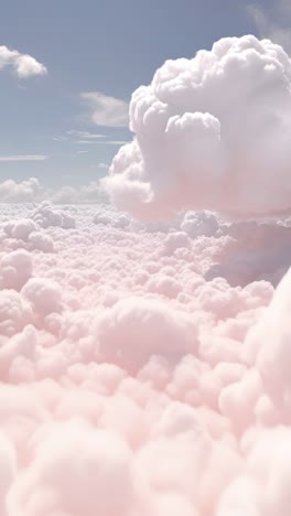 a dreamy, pastel-hued video scene of fluffy pink clouds from a high-angle perspective