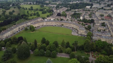 aerial footage of the royal crescent in bath