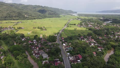 aerial view of grindulu bridge, a bridge on the southern ring road in pacitan regency, east java, indonesia