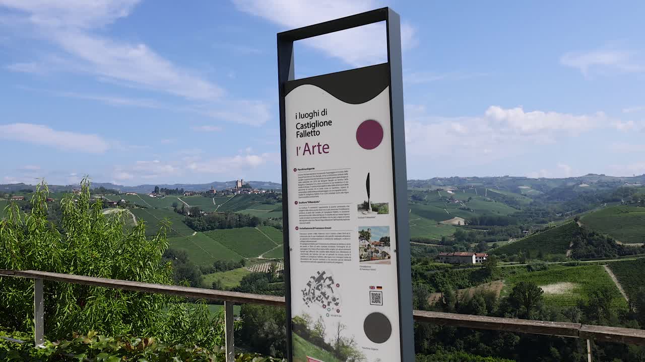 paisaje panorámico con cartel informativo en piamonte