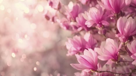 pink magnolia flowers in bloom with bokeh background