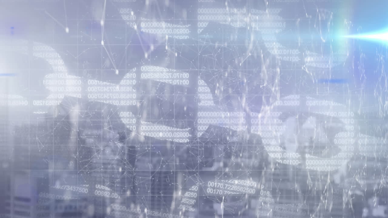 暗い背景のデジタルデータとチェーンのアニメーション