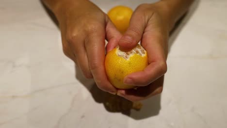 peeling an orange